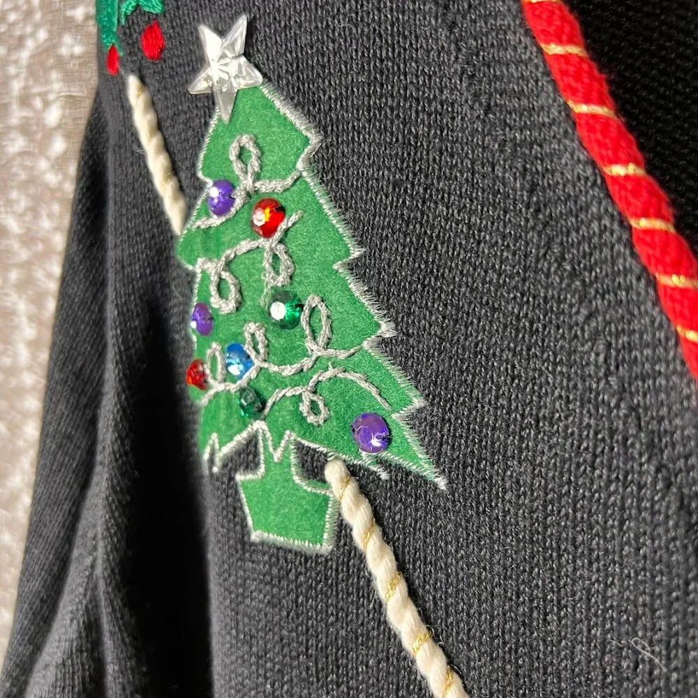 Ugly‎ Christmas Sweater Black Cardigan Sweater
